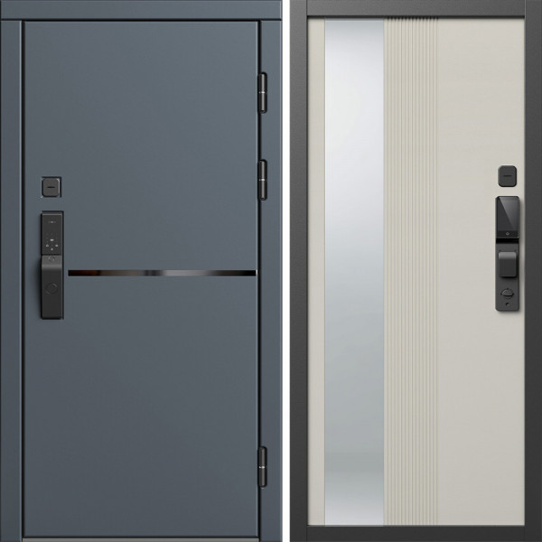 Входная дверь Termo-Door Смарт Тренд Графит - Зеркало Люмис Соновая Кость