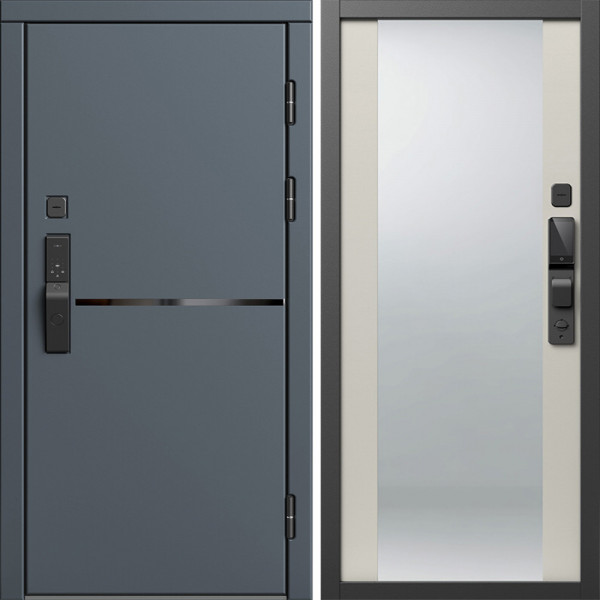 Входная дверь Termo-Door Смарт Тренд Графит - Зеркало Слоновая кость