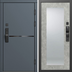 Входная дверь Termo-Door Смарт Тренд Графит - Зеркало Триумф бетон светлый