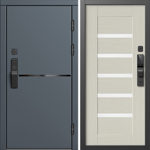 Входная дверь Termo-Door Смарт Тренд Графит - Зеркало Триумф Царга лиственница 4500 / 5500