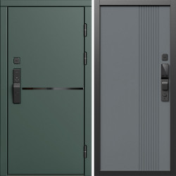 Входная дверь Termo-Door Смарт Тренд Грин - Страйп Грей Софт