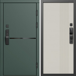 Входная дверь Termo-Door Смарт Тренд Грин - Страйп Слоновая Кость