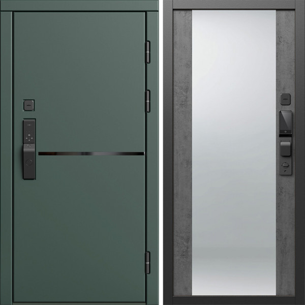 Входная дверь Termo-Door Смарт Тренд Грин - Зеркало бетон темный