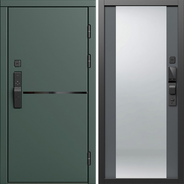 Входная дверь Termo-Door Смарт Тренд Грин - Зеркало Grey Софт