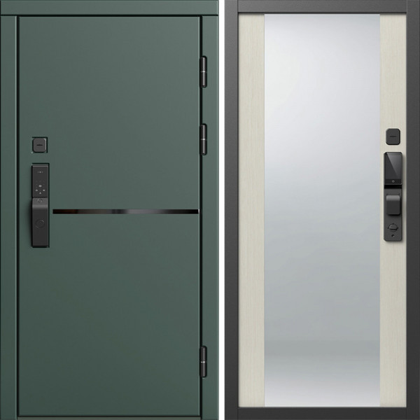 Входная дверь Termo-Door Смарт Тренд Грин - Зеркало лиственница
