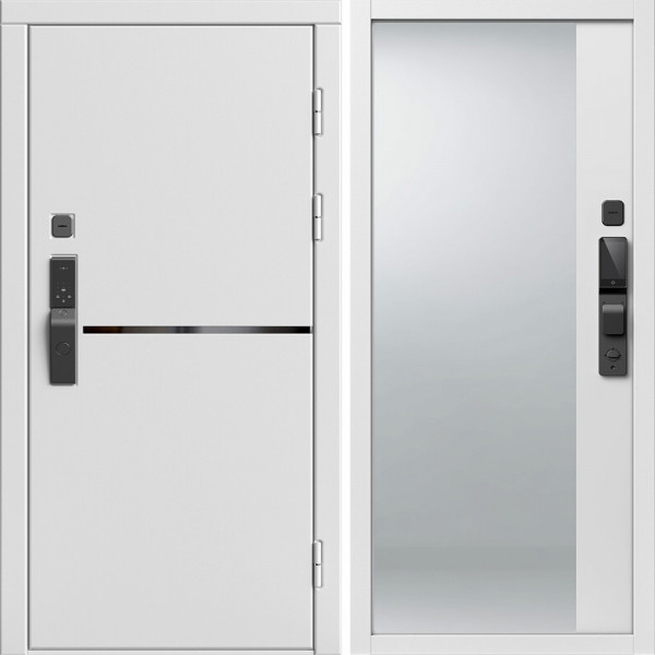 Входная дверь Termo-Door Смарт Тренд Вайт - Зеркало Фацет Белый софт