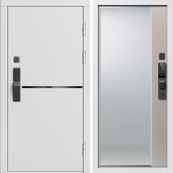 Входная дверь Termo-Door Смарт Тренд Вайт - Зеркало Фацет Капучино
