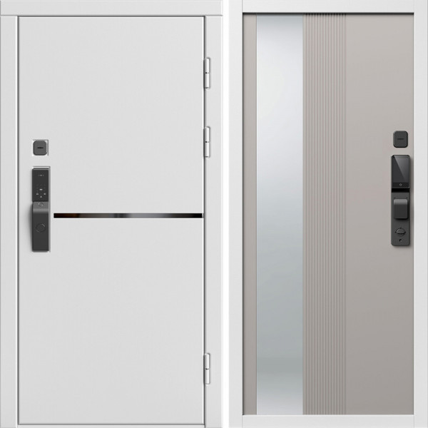 Входная дверь Termo-Door Смарт Тренд Вайт - Зеркало Люмис Капучино