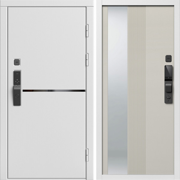 Входная дверь Termo-Door Смарт Тренд Вайт - Зеркало Люмис Соновая Кость