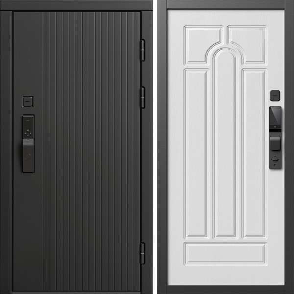 Входная дверь Termo-Door Смарт Твист Блэк - Арка белое дерево