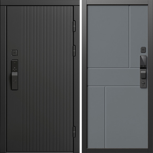 Входная дверь Termo-Door Смарт Твист Блэк - Горизонт Grey софт