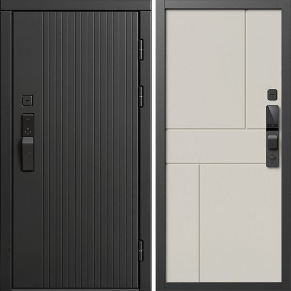 Входная дверь Termo-Door Смарт Твист Блэк - Горизонт Слоновая кость