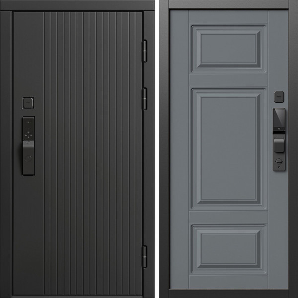 Входная дверь Termo-Door Смарт Твист Блэк - Лион Grey софт