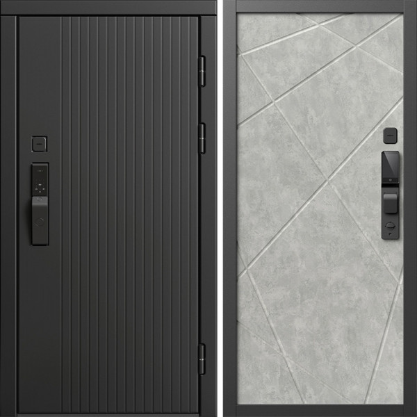 Входная дверь Termo-Door Смарт Твист Блэк - Лучи бетон светлый