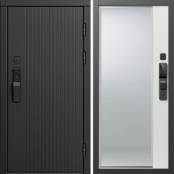 Входная дверь Termo-Door Смарт Твист Блэк - Зеркало Фацет Белый софт