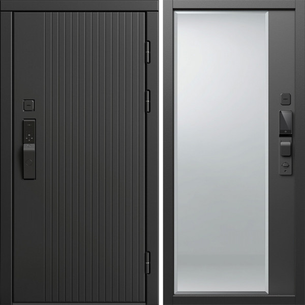 Входная дверь Termo-Door Смарт Твист Блэк - Зеркало Фацет Черный кварц