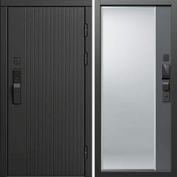 Входная дверь Termo-Door Смарт Твист Блэк - Зеркало Фацет Grey софт