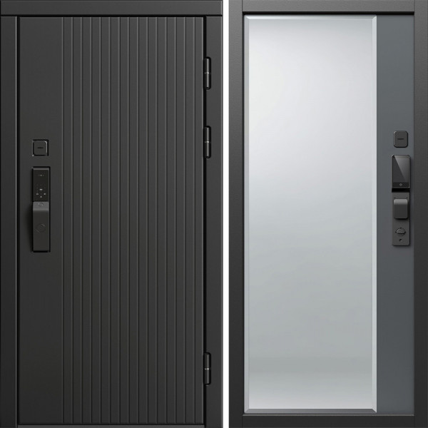 Входная дверь Termo-Door Смарт Твист Блэк - Зеркало Фацет Grey софт