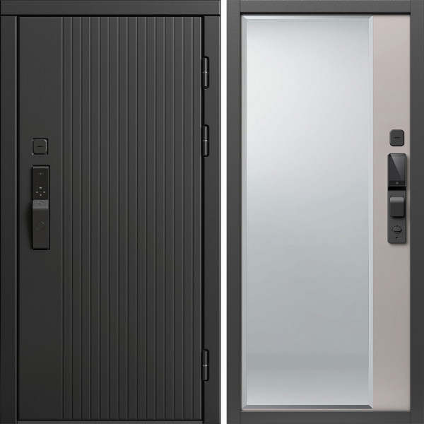 Входная дверь Termo-Door Смарт Твист Блэк - Зеркало Фацет Капучино