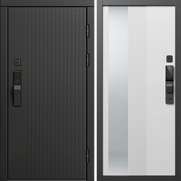 Входная дверь Termo-Door Смарт Твист Блэк - Зеркало Люмис Белый Софт