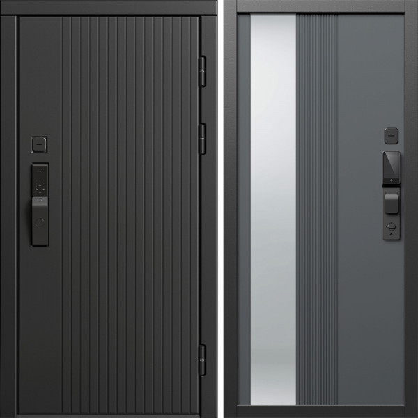 Входная дверь Termo-Door Смарт Твист Блэк - Зеркало Люмис Грей Софт