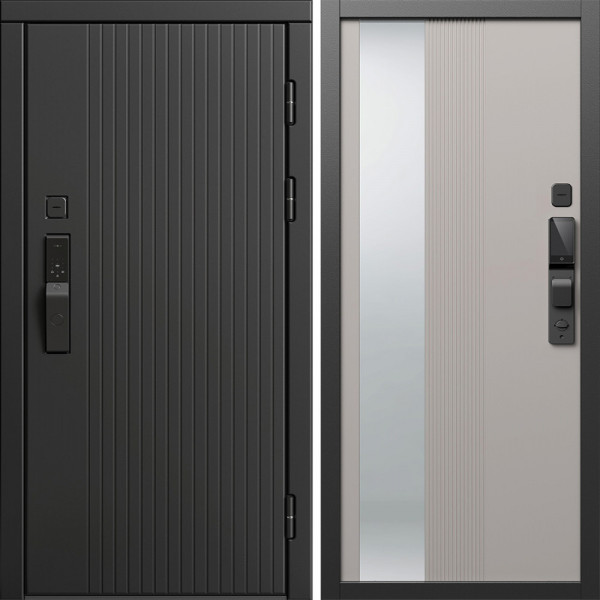 Входная дверь Termo-Door Смарт Твист Блэк - Зеркало Люмис Капучино