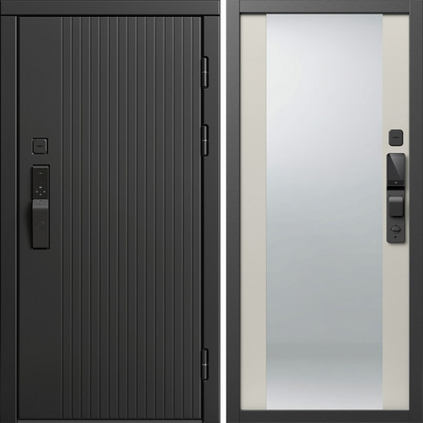 Входная дверь Termo-Door Смарт Твист Блэк - Зеркало Слоновая кость