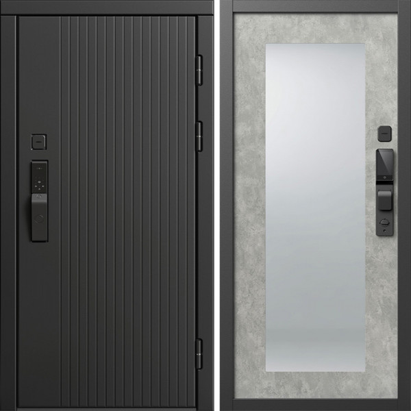 Входная дверь Termo-Door Смарт Твист Блэк - Зеркало Триумф бетон светлый