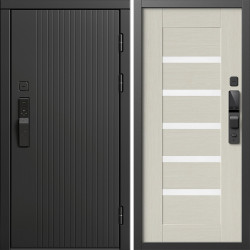 Входная дверь Termo-Door Смарт Твист Блэк - Зеркало Триумф Царга лиственница 4500 / 5500