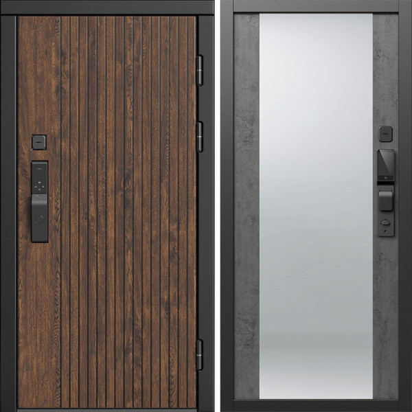 Входная дверь Termo-Door Смарт Твист Ультра - Зеркало бетон темный