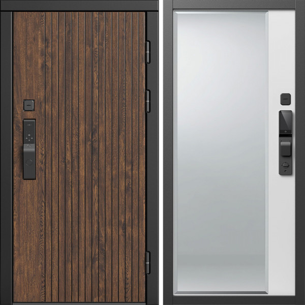 Входная дверь Termo-Door Смарт Твист Ультра - Зеркало Фацет Белый софт