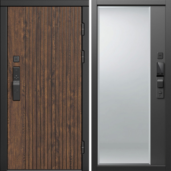 Входная дверь Termo-Door Смарт Твист Ультра - Зеркало Фацет Черный кварц
