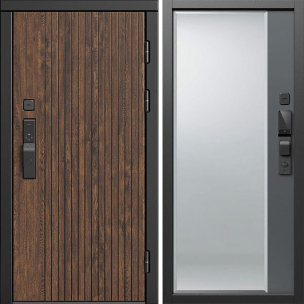 Входная дверь Termo-Door Смарт Твист Ультра - Зеркало Фацет Grey софт