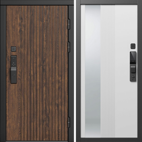 Входная дверь Termo-Door Смарт Твист Ультра - Зеркало Люмис Белый Софт
