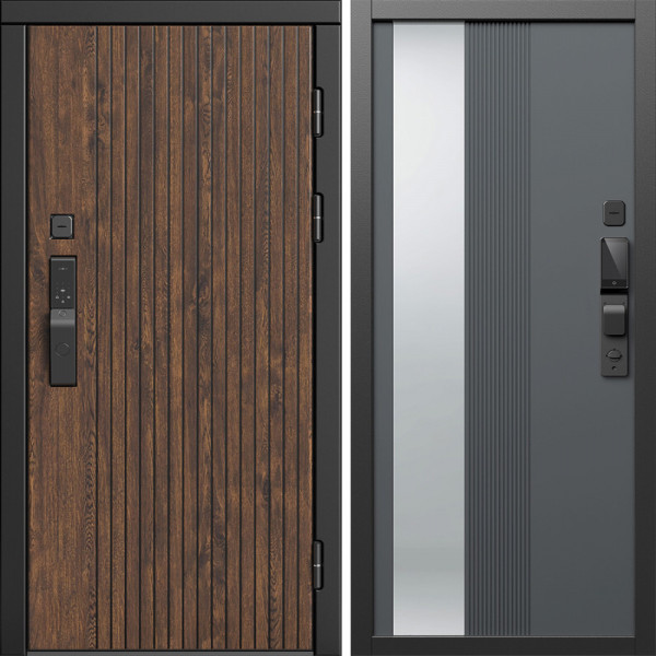 Входная дверь Termo-Door Смарт Твист Ультра - Зеркало Люмис Грей Софт