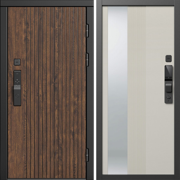 Входная дверь Termo-Door Смарт Твист Ультра - Зеркало Люмис Соновая Кость