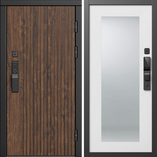 Входная дверь Termo-Door Смарт Твист Ультра - Зеркало Триумф Белый софт