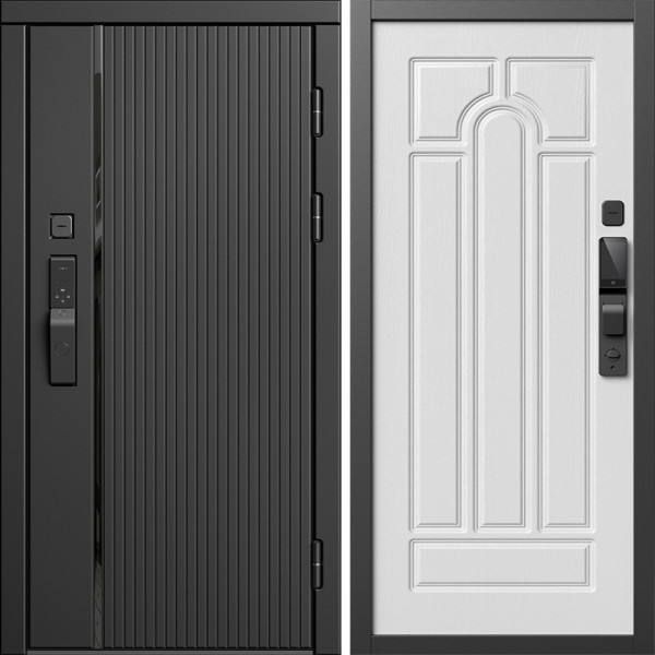 Входная дверь Termo-Door Смарт Урбан Блэк - Арка белое дерево