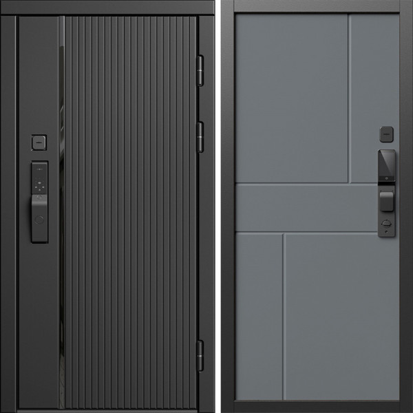 Входная дверь Termo-Door Смарт Урбан Блэк - Горизонт Grey софт