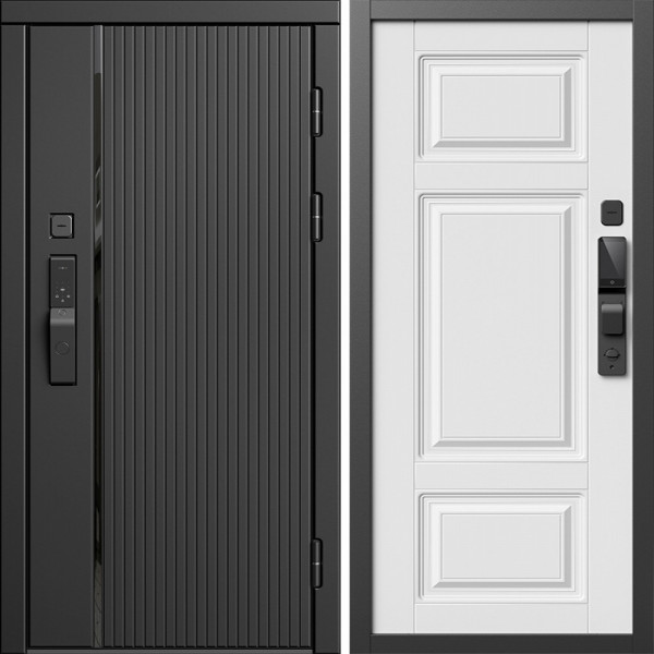 Входная дверь Termo-Door Смарт Урбан Блэк - Лион Белый софт