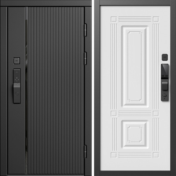 Входная дверь Termo-Door Смарт Урбан Блэк - Мадрид Белый софт