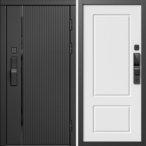 Входная дверь Termo-Door Смарт Урбан Блэк - Марсель Белый софт