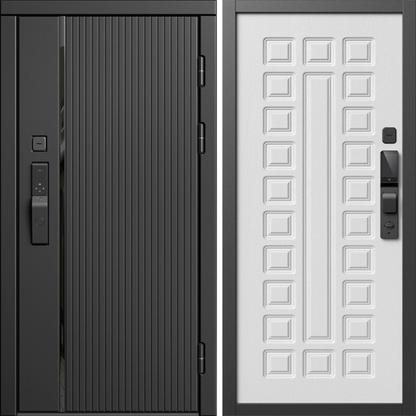 Входная дверь Termo-Door Смарт Урбан Блэк - Престиж белое дерево