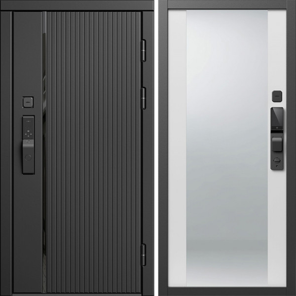 Входная дверь Termo-Door Смарт Урбан Блэк - Зеркало белый софт
