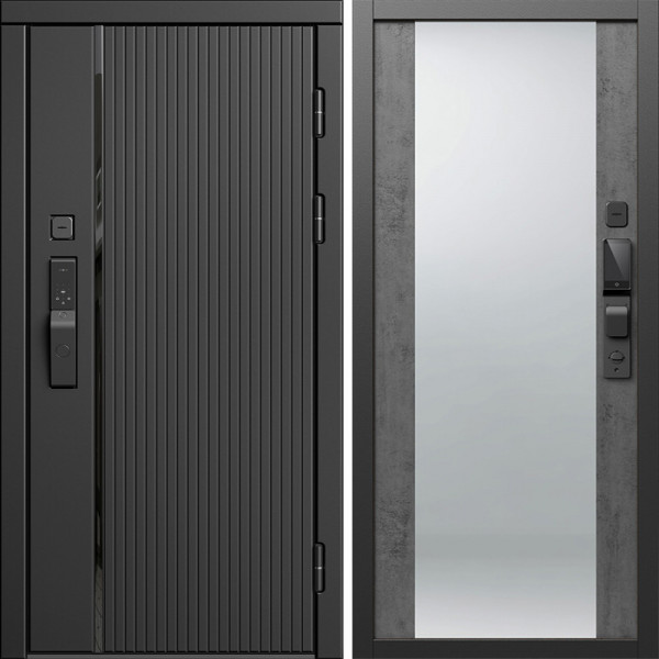 Входная дверь Termo-Door Смарт Урбан Блэк - Зеркало бетон темный