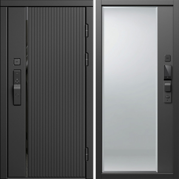 Входная дверь Termo-Door Смарт Урбан Блэк - Зеркало Фацет Черный кварц