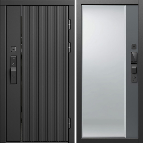 Входная дверь Termo-Door Смарт Урбан Блэк - Зеркало Фацет Grey софт