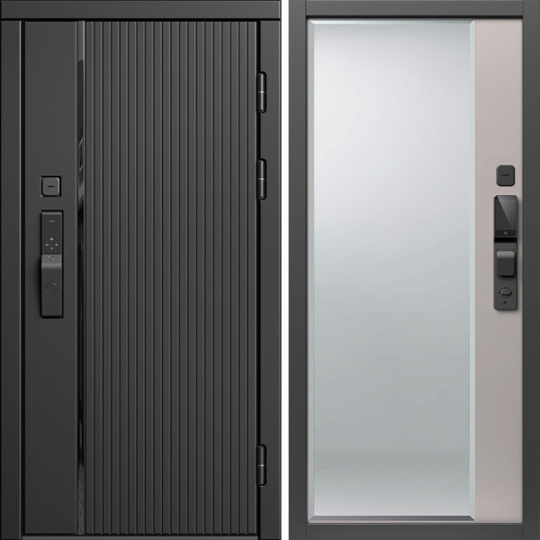 Входная дверь Termo-Door Смарт Урбан Блэк - Зеркало Фацет Капучино