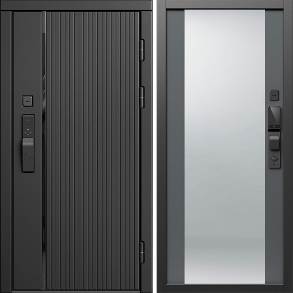 Входная дверь Termo-Door Смарт Урбан Блэк - Зеркало Grey Софт