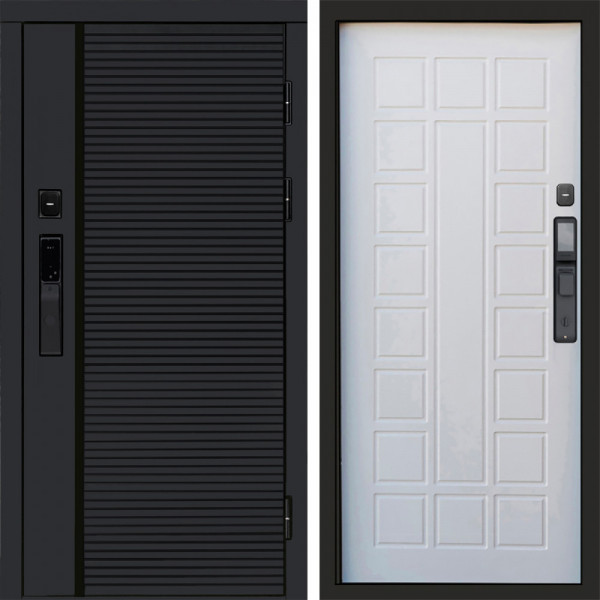 Входная дверь Termo-Door Смарт Black Line - Престиж белое дерево